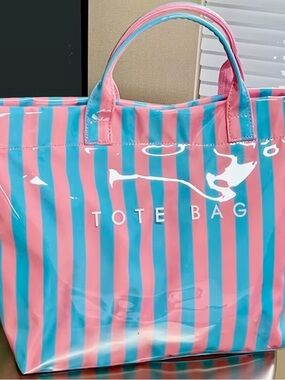 Pink & Blue Striped Tote Bag  NWT